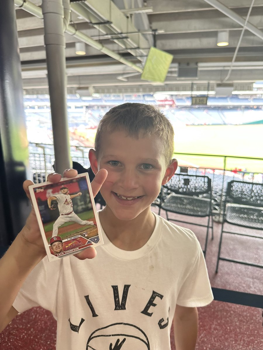 _nanafun's tweet photo. Bo goes to a National’s Baseball game for $5, and gets a free kids meal that comes with a pack of baseball cards. Look at the first card he gets, the smile says it all. ❤️⚾️@zack_thompson25 @stangracingdad @jthompson9197 https://t.co/pcSSBouJQH