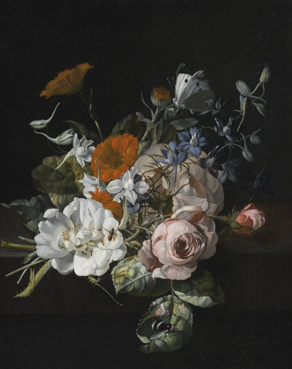 For those who just need beauty this evening, flowers from Rachel Ruysch, born on this day in 1664.