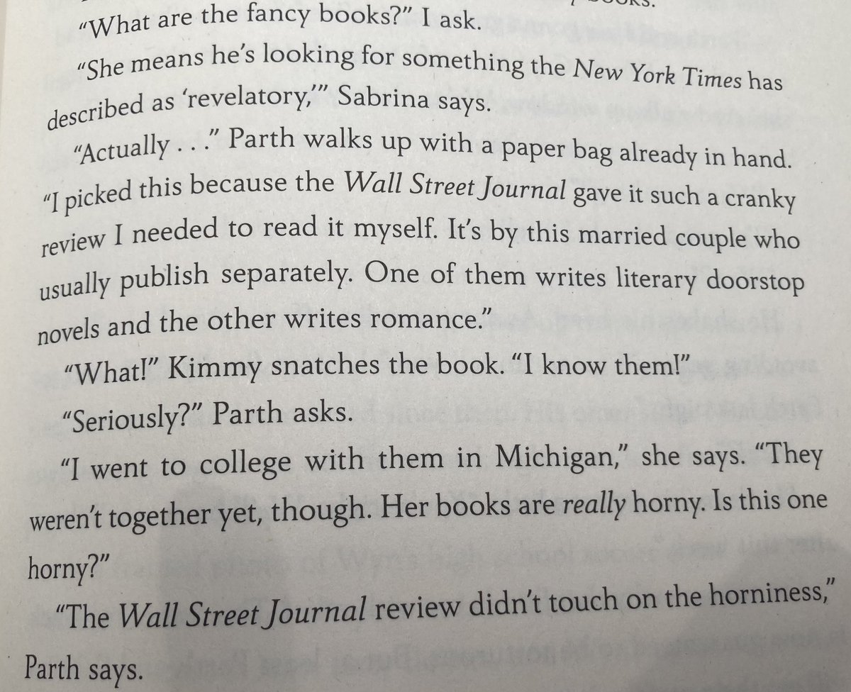 Love when one book references another 🥰 
Happy Place characters and their mention of January and Gus from Beach Read. #emilyhenry