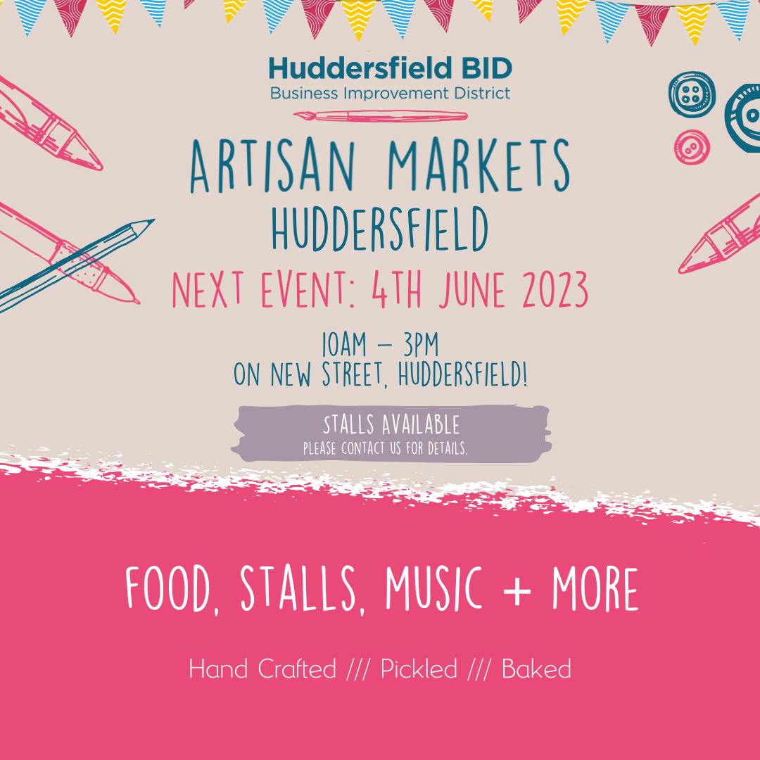 Our Artisan Market is TOMORROW in Huddersfield, at the end of New Street.

Please call down from 10am to enjoy free parking (until 12pm) and a browse at lovely, local goods. 🧀🍪🍷✂️🧵

#Huddersfield #ArtisanMarket