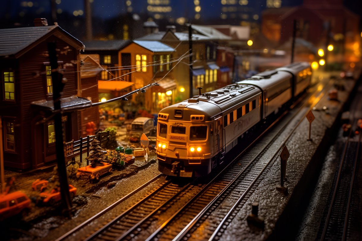 The tracks are still wrong, but the mood is nice! #railroad #modelrailroading #midjourney #aartshow