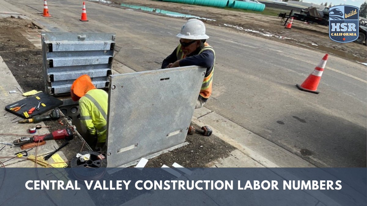 📈 Central Valley construction labor numbers are in for W/E June 2.

👷 We’re at 1,179 daily-workers for the week.

🏗️ Construction workers spend on average nearly 100 days on the job sites.

🚧 More on construction progress at buildhsr.com

#BuildHSR
