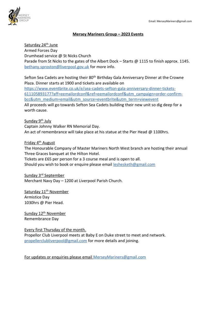 Mersey Mariners (@merseymariners) on Twitter photo June is here and so is our updated events list!
Get yourself out and about and support the local charities, businesses and veterans. June is here and so is our updated events list!
Get yourself out and about and support the local charities, businesses and veterans.