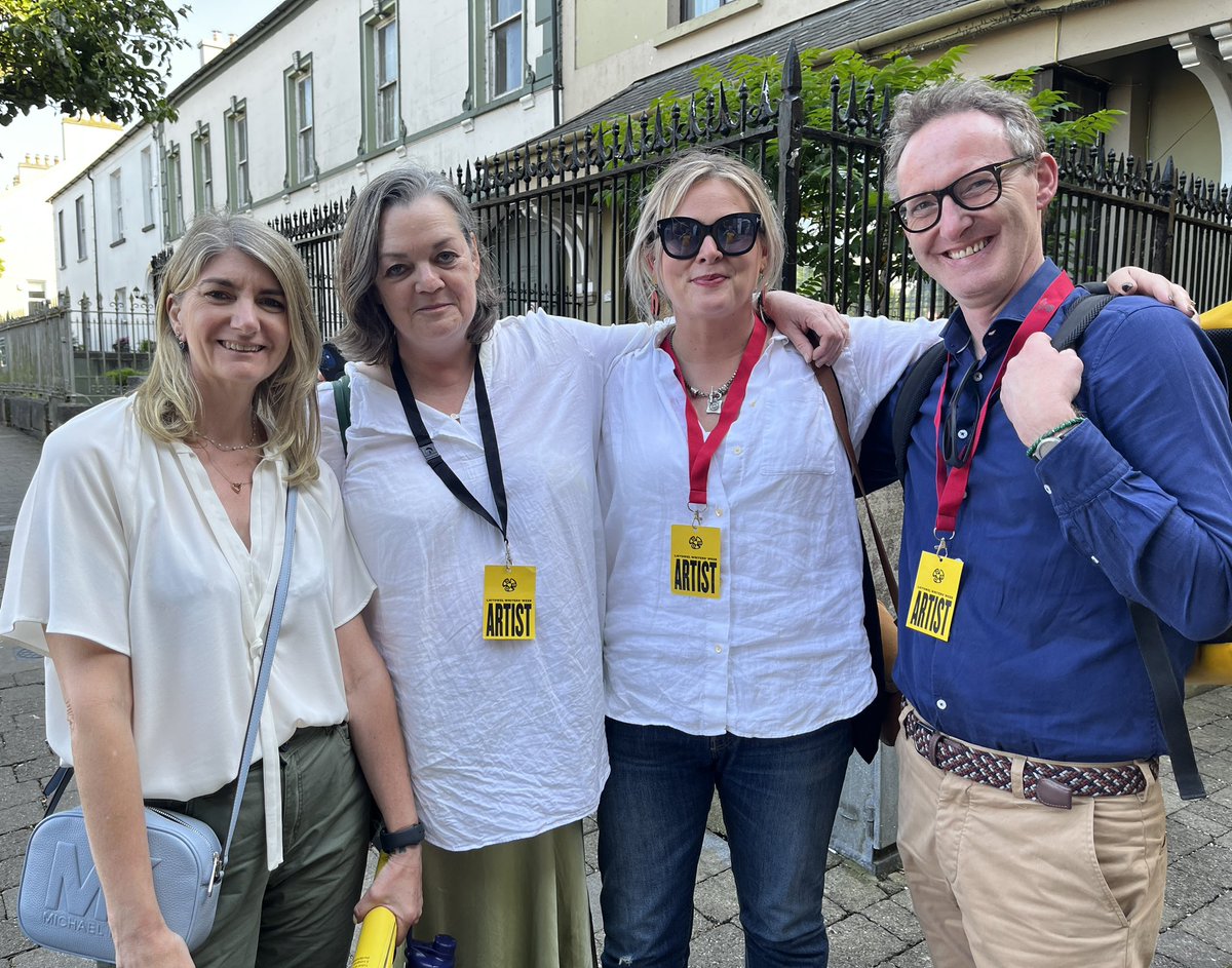Hanging out with the Artists of @WritersWeek - well, actually, I made @KennedyLoulou @elainefeeney16 & @nphegarty have a photo with me, or I’d follow them all until they would 🤭