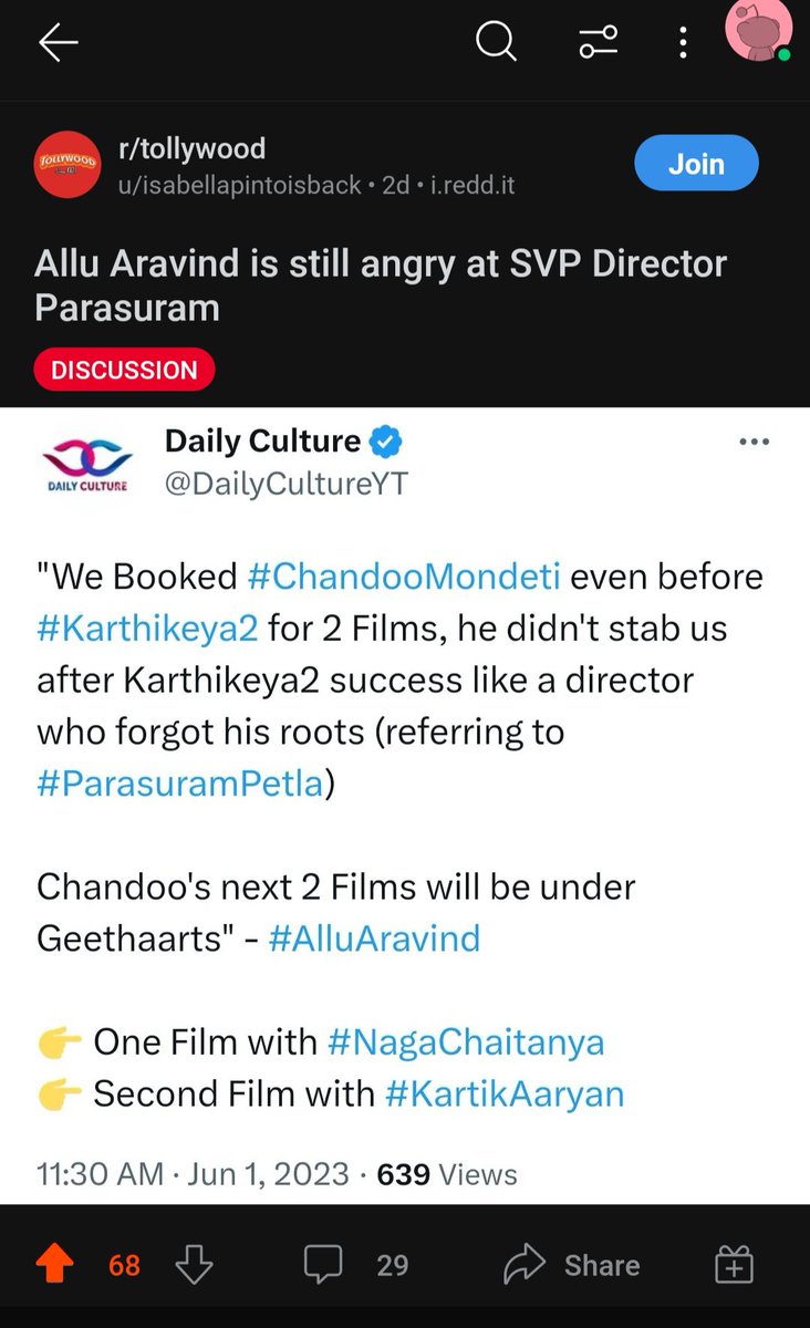 Producer #Alluarvind father of #AlluArjun 's latest interview,  kartik aaryan's first pan india film is coming with #karthikeya2 director #chandoomondeti 🤞🔥🥳