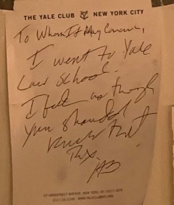 _TwiztidMenace_'s tweet photo. "To whom it may concern" is always a concerning way to start a letter.
What's the Yale Club? Sounds like Skull and Bones to me.
Reward: For anyone who can read chicken scratch.
Download this and zoom in. 
https://t.co/cylwZfmdmR 
#YaleClub #ChilterGate #HunterBiden #Rabbithole https://t.co/VnnFDR1FOz