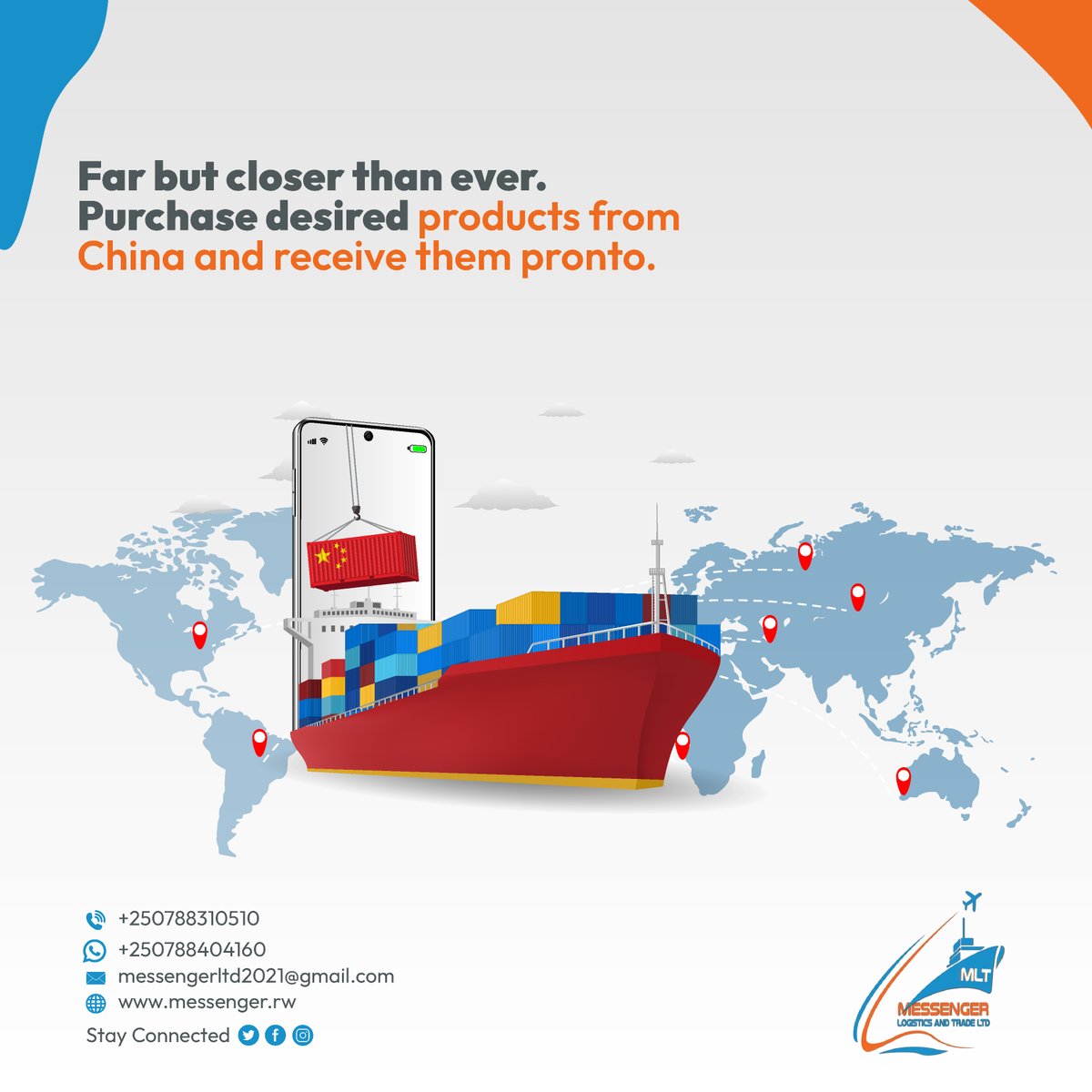 With  Messenger Logistics and Trade, you can purchase commodities of your choice from any supplier based in China through our connections. We ship from Guangzhou and Yiwu to Africa.

Visit our website for more.

#MessengerLogisticsAndTrade #ChinaTouchpoints #EfficientShipping