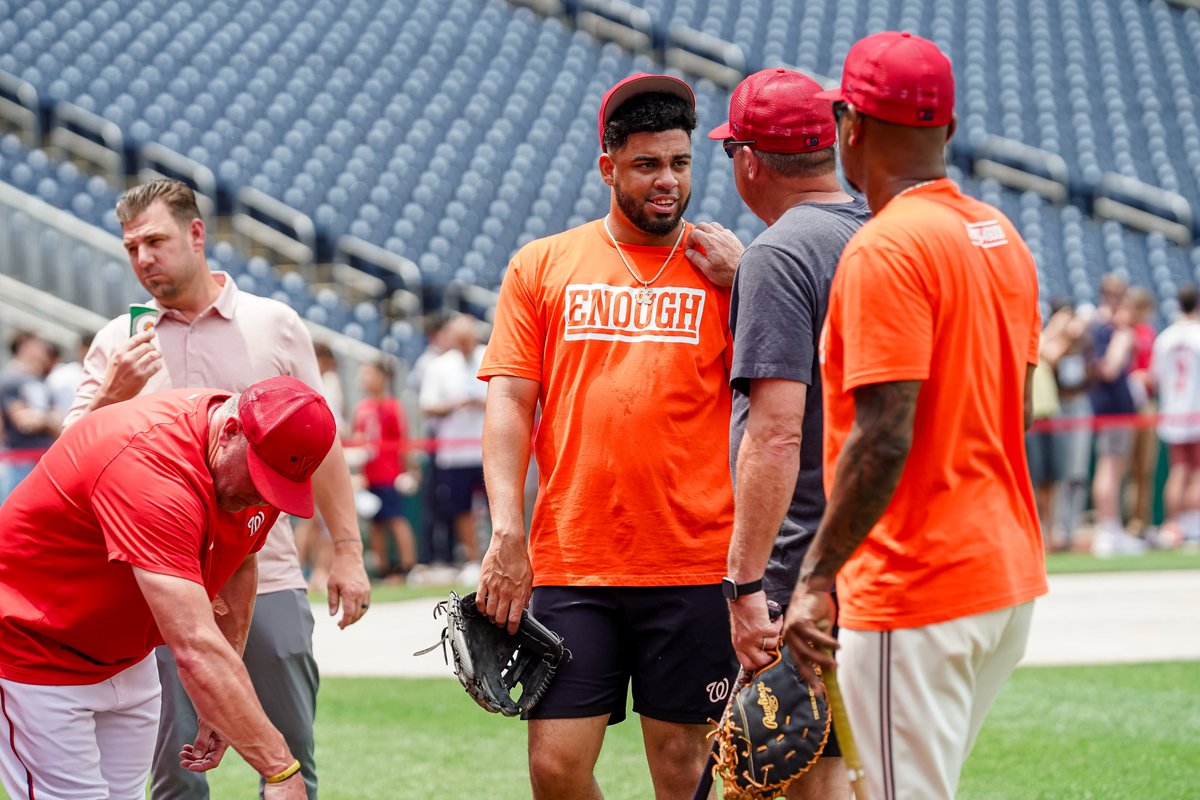 This Wear Orange Weekend, we stand with our peers across DC professional sports to say, 'Enough.'

🤝@Capitals🤝@Commanders🤝@WashMystics🤝@WashSpirit🤝@WashWizards🤝@DCShadowUlti🤝@CapitalCityGoGo🤝

@Nats4Good asks you to join us in working for a safer community: