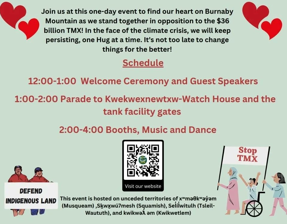 Together w/ @PPSTMX1 @mountainprotectors @BROKEburnaby& more we are gearing up for the 3rd edition of Hug Burnaby Mountain! Join in this united action against TMX pipeline June 18 - w/music, dancing, info booths! #vanpoli #cdnpoli #bcpoli #StopTMX #ClimateAction #ClimateJustice