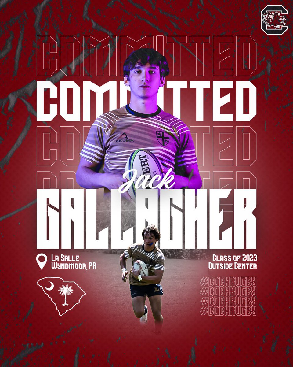 CockRugby's tweet photo. Welcome to Gamecock Rugby Jack Gallagher! He is an Outside Center from La Salle College High School in Wyndmoor, PA. We look forward to seeing him in the Garnet and Black these next four years!

#CockRugby #Punish #USC27

[📸: @RobbieFranklin0] https://t.co/XMpP0AISSA