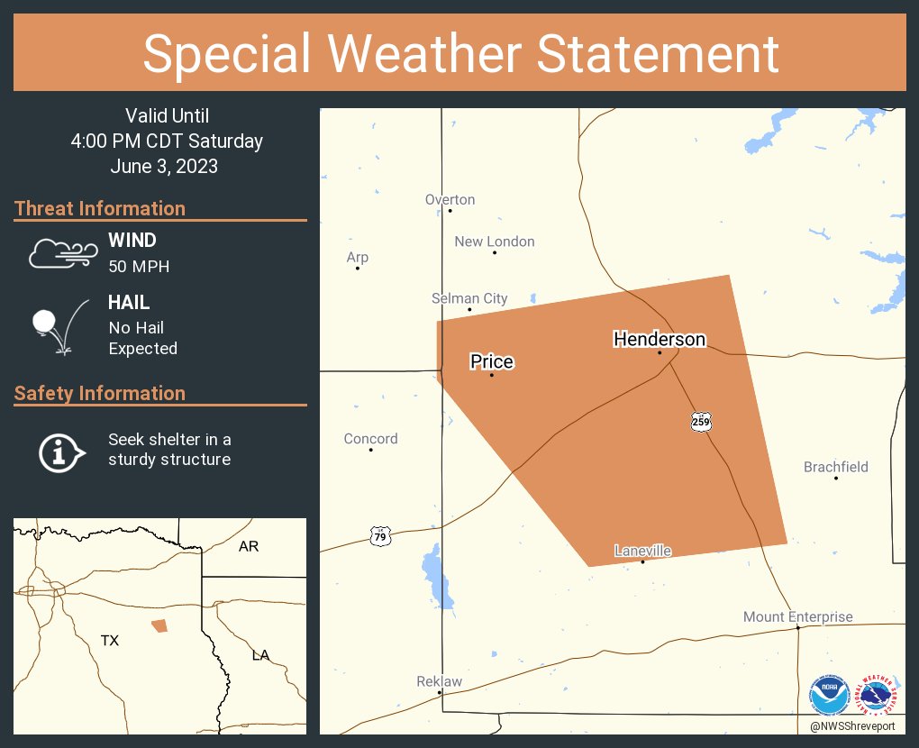 NWS Shreveport on Twitter "A special weather statement has been issued