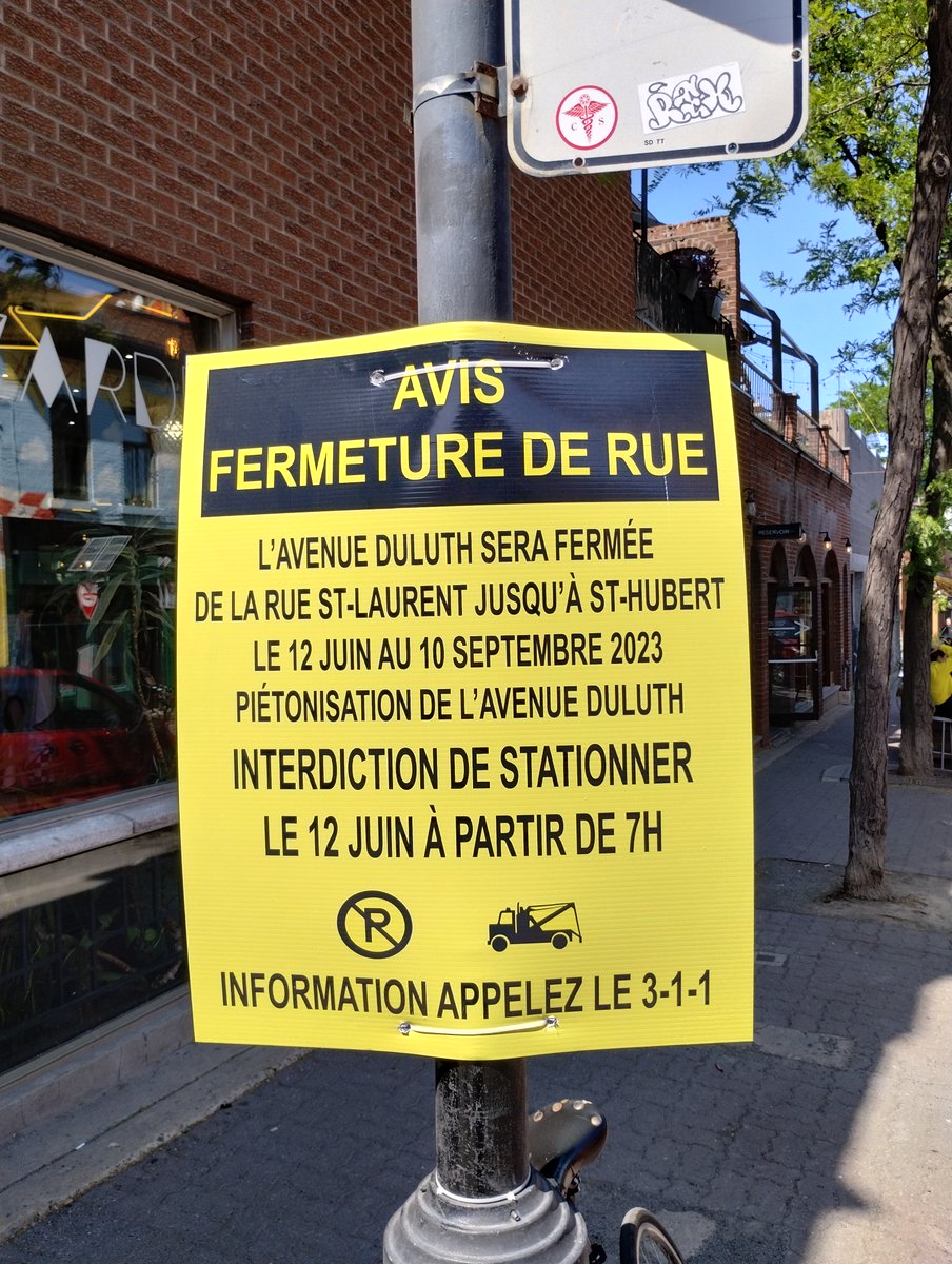 «Fashionably late», mais jamais trop tard!📷 La piétonnisation arrive enfin sur Duluth, rejoignant le ballet montréalais des avenues sans voitures dès le 19 juin.  #UrbanismeDurable #AvenuesPiétonnes #DéveloppementDurable