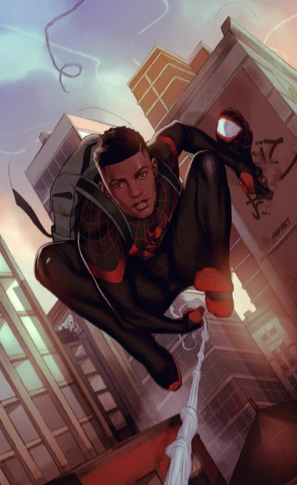 To celebrate #AcrossTheSpiderVerse wanted give my time and appreciation to Academy Award winner Miles Morales and the cover I've done of him in Marvel 