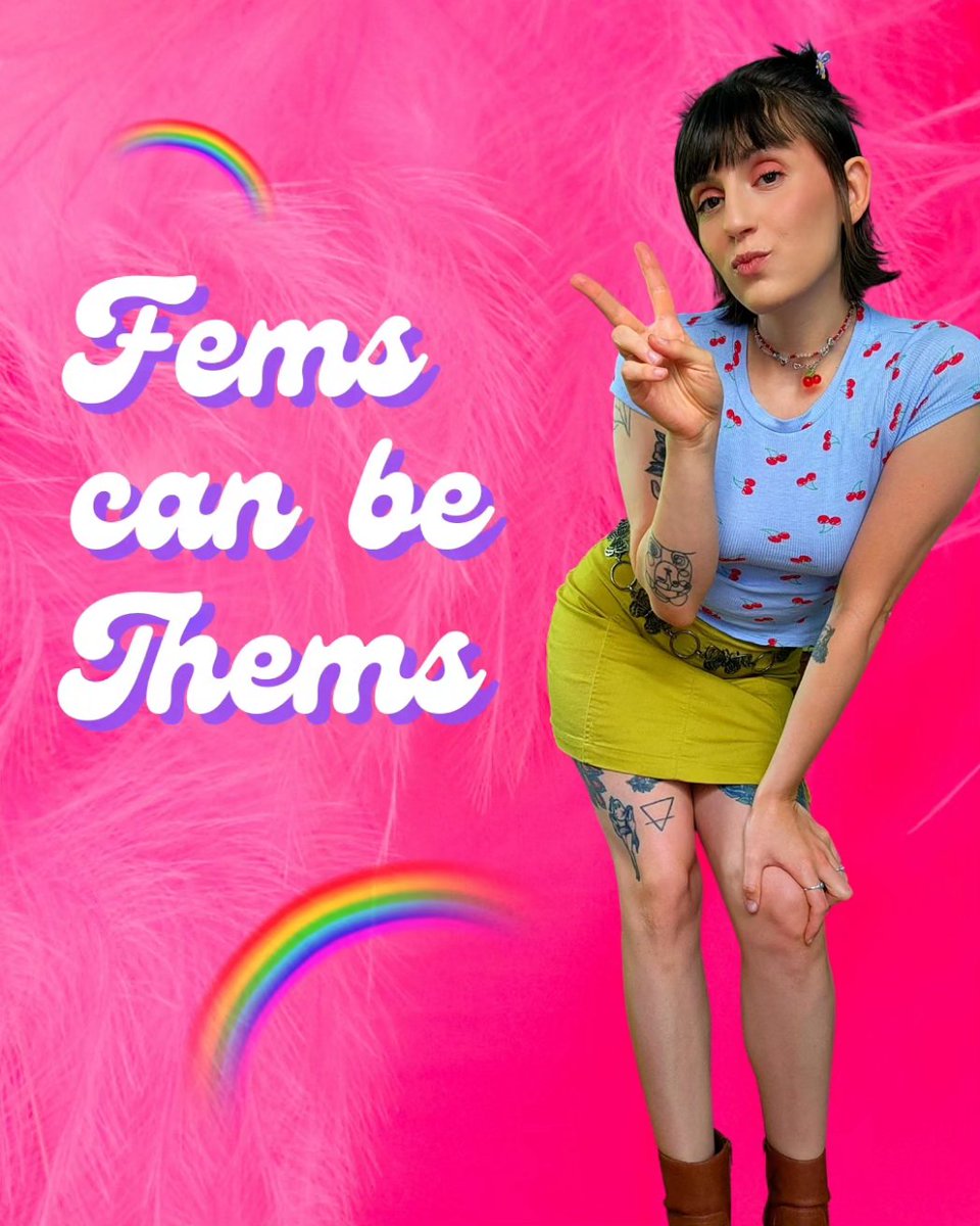 HanHamel's tweet image. Happy Pride Month! 🌈 

Just a reminder that feminine people can be nonbinary 🥰