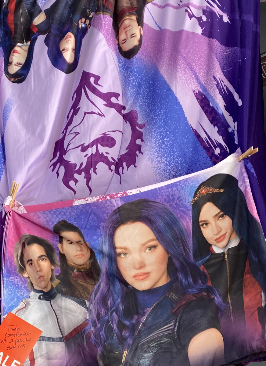 Look who I found at a garage sale! ⁦@SofiaCarson⁩ lookin adorable even on a comforter💜💜💜💜💜
