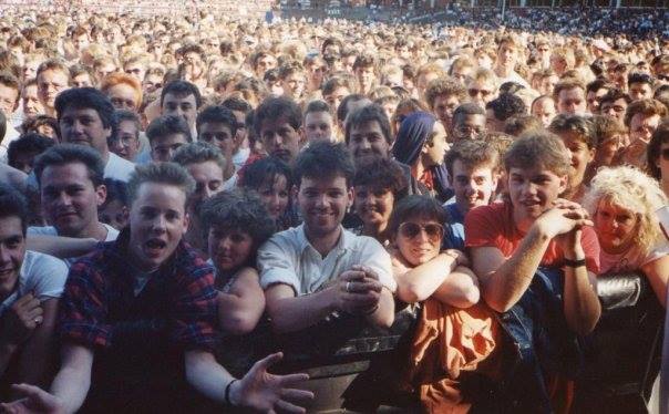 So here's me (centre, white shirt, more hair!!) at @AVFCOfficial Park in 1988 for @springsteen on Tunnel of Love Express tour. In 13 days I'm back at same stadium! Canny wait #rockandroll #music