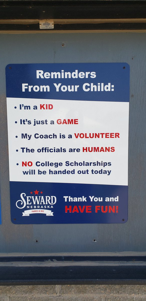 I love this sign at the Seward Ball Complex.