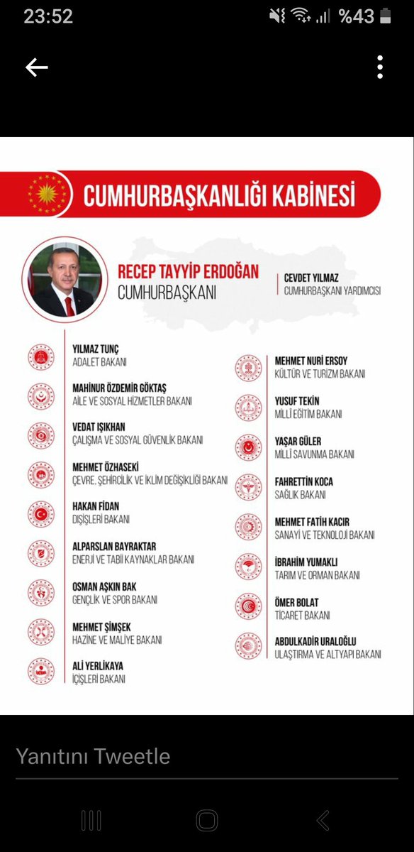 Türkiye yüzyılı yeni kabinesi hayırlı olsun çok güçlü kabine ülkemede çok iyi hizmet edeceklerinden eminim hepsini tebrik ediyorum🇹🇷🇹🇷❤