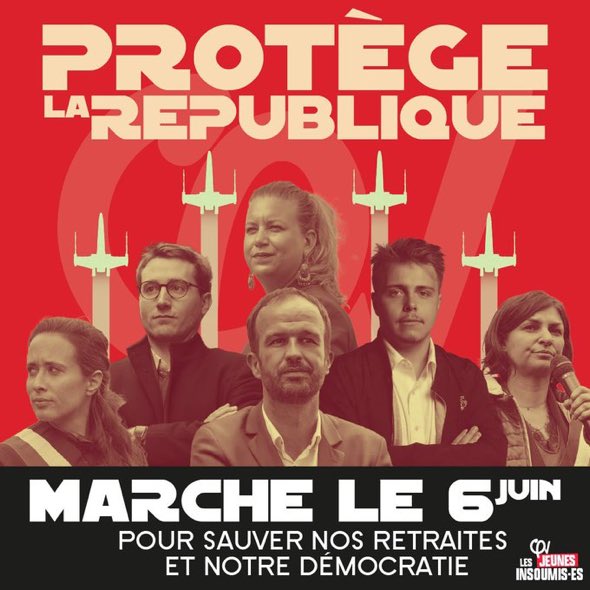 😂Ah ah, la ref à Star Wars, c'est pas mal trouvé de la part de LFI

Il faudrait en faire pour d'autres films.   
 
- La communauté de Panot  
- Le retour du Roi (Jonluk)  
- Maman, j'ai raté l'élection  
- Maman, j'ai (encore) raté l'élection  
- L'Aube rouge  
- Very bad RIC