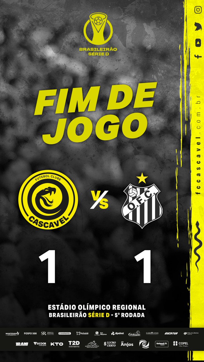 fc_cascavel's tweet photo. Fim de jogo no Estádio Olímpico Regional. https://t.co/LwuzinO8s2