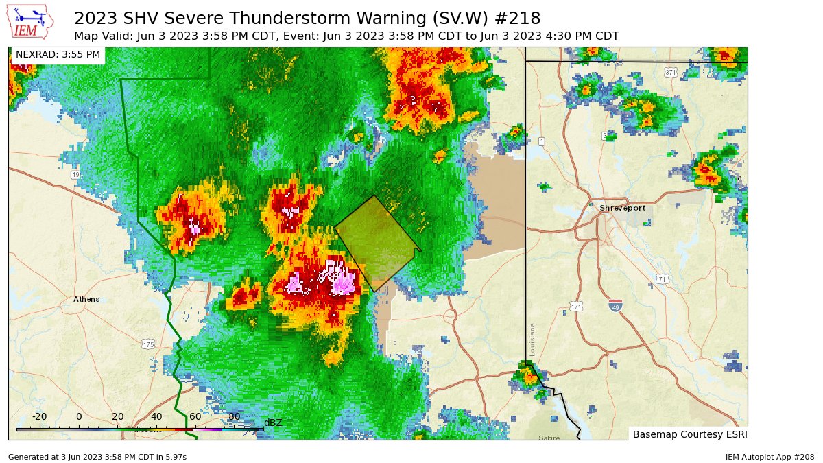 Rusk County OEM on Twitter "SHV issues Severe Thunderstorm Warning