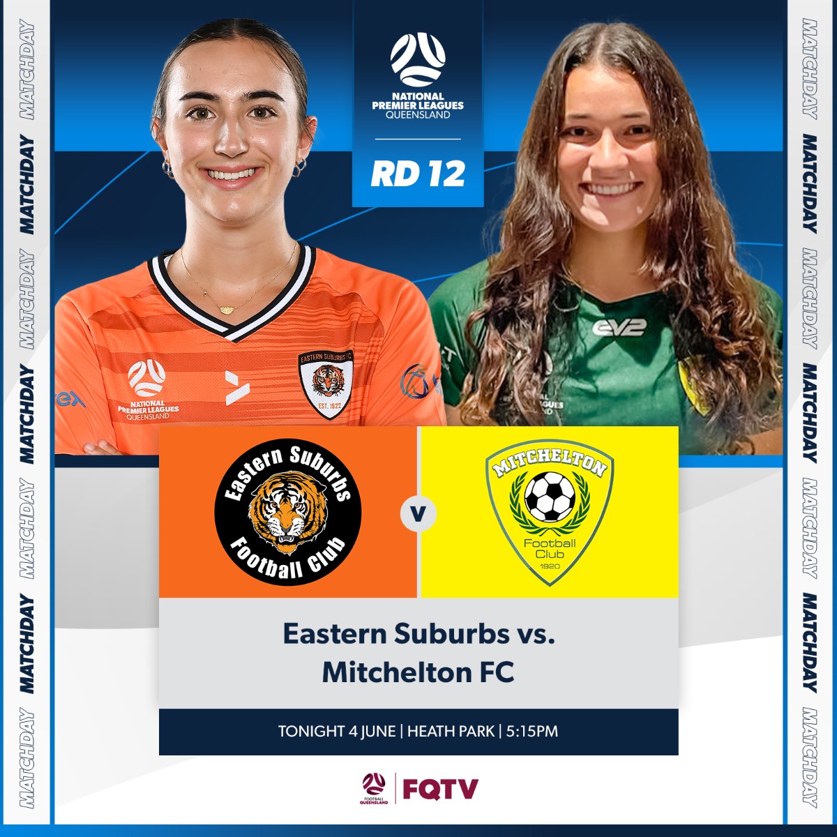 FootballQLD's tweet photo. A massive top 4️⃣ battle awaits in #NPLQLD Women's competition 🙌

Eastern Suburbs will be wanting to keep touch with the league leaders while Mitchelton FC will see a chance to push for finals football.. 

🖥️ #FQTV 👉 https://t.co/jgOdYccoKn https://t.co/60wzFTxUIA