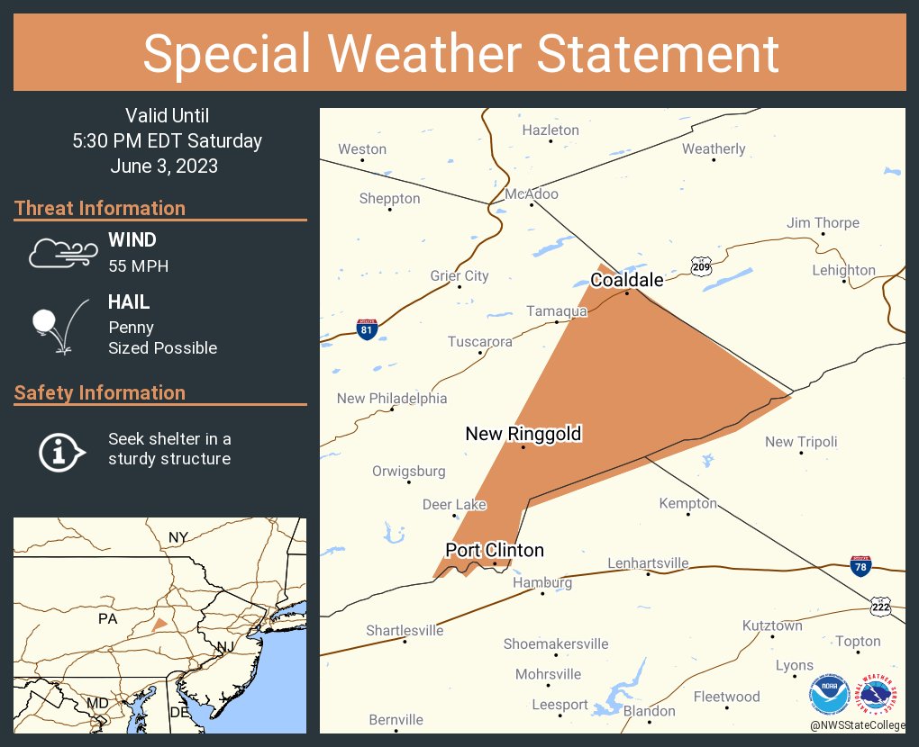 NWS State College on Twitter "A special weather statement has been