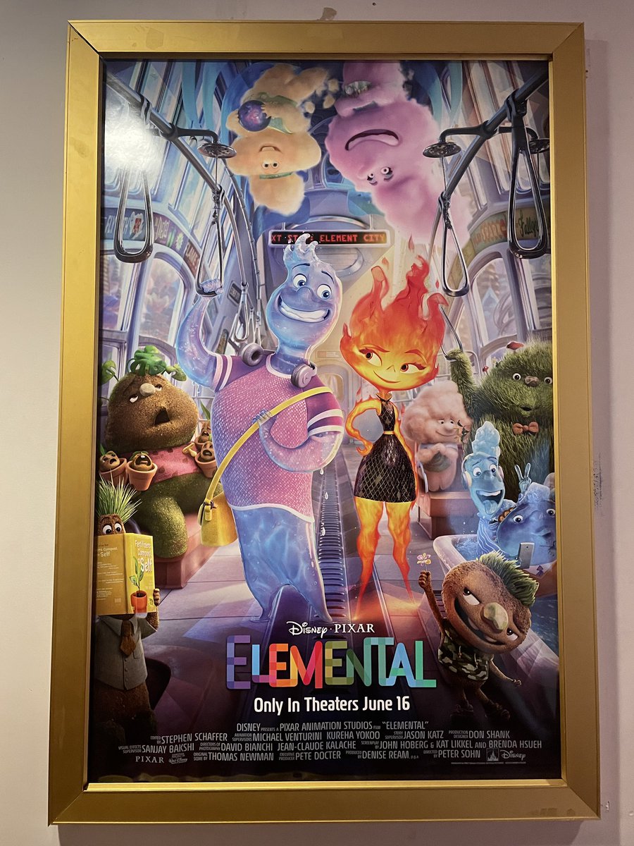 Spotted this #Elemental poster before seeing #AcrossTheSpiderVerse earlier today 👍 I also got the Elemental trailer during my screening of Spider-Verse today.