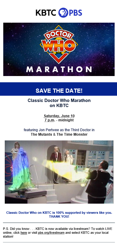 Watch for our video next Saturday, and please pledge if you can.