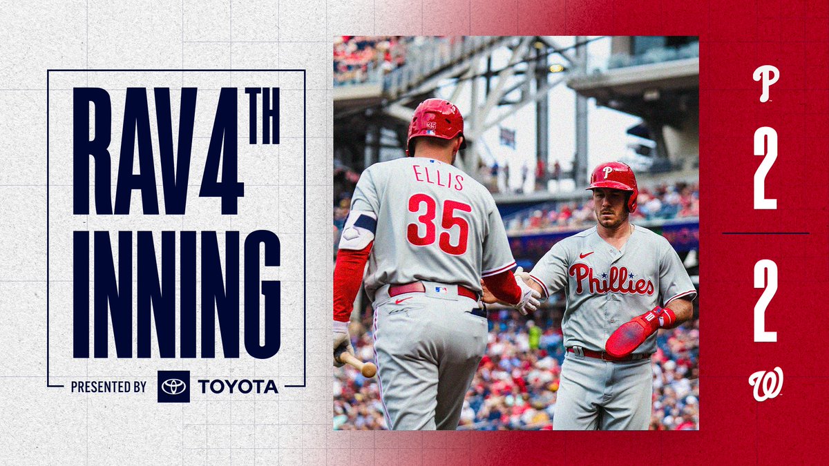 Phillies's tweet photo. Tied after 4

#RingTheBell x @Toyota https://t.co/Kf1yBaqKOp