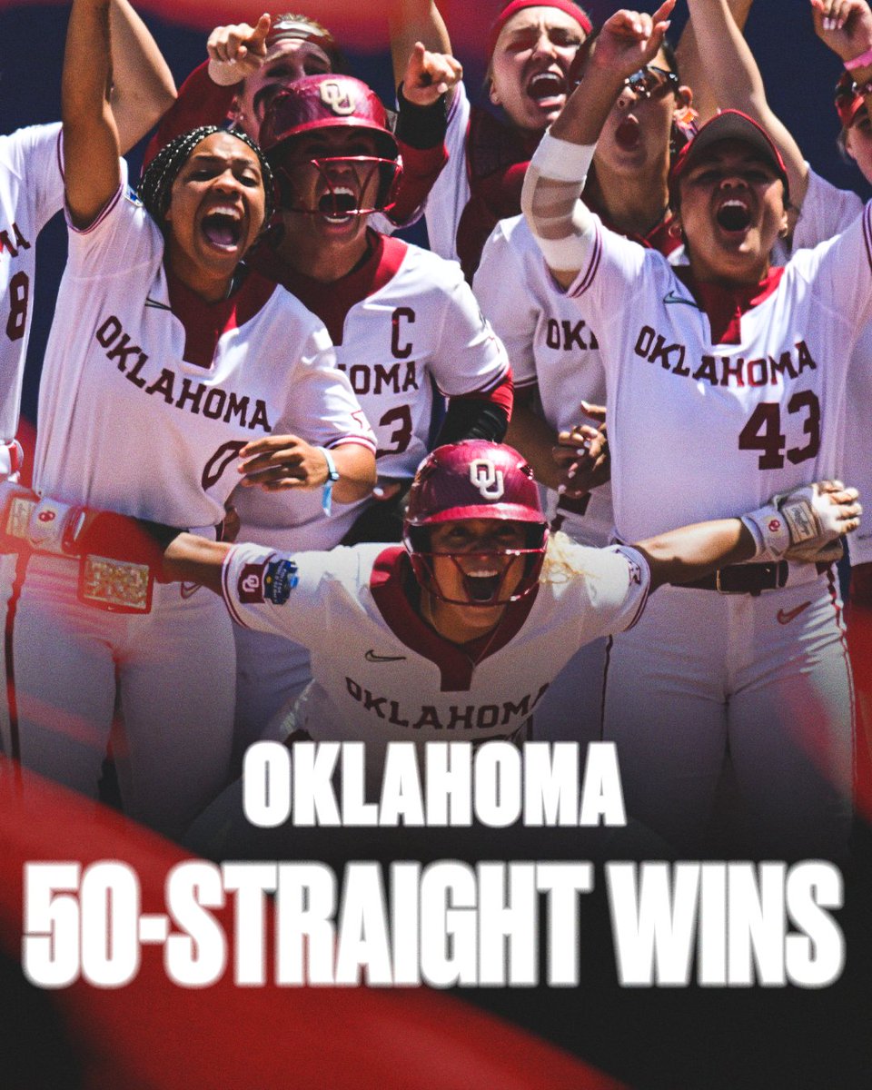 The longest streak in D-1 history continues 🔥 🥎 <a href="/OU_Softball/">Oklahoma Softball</a>