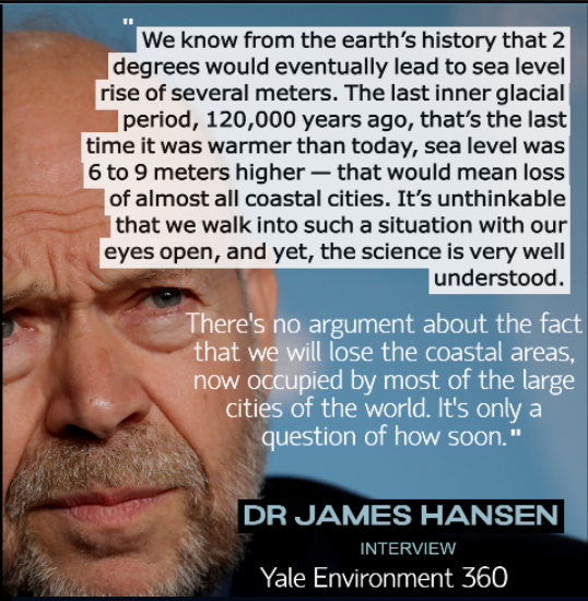 It's hard to explain out in public to friends/family who haven't figured it out - the scope of this emergency.

2 degrees *where we are going - "we will lose the coastal areas now occupied by most of the large cities of the world."
#ClimateEmergency 
theguardian.com/environment/20…