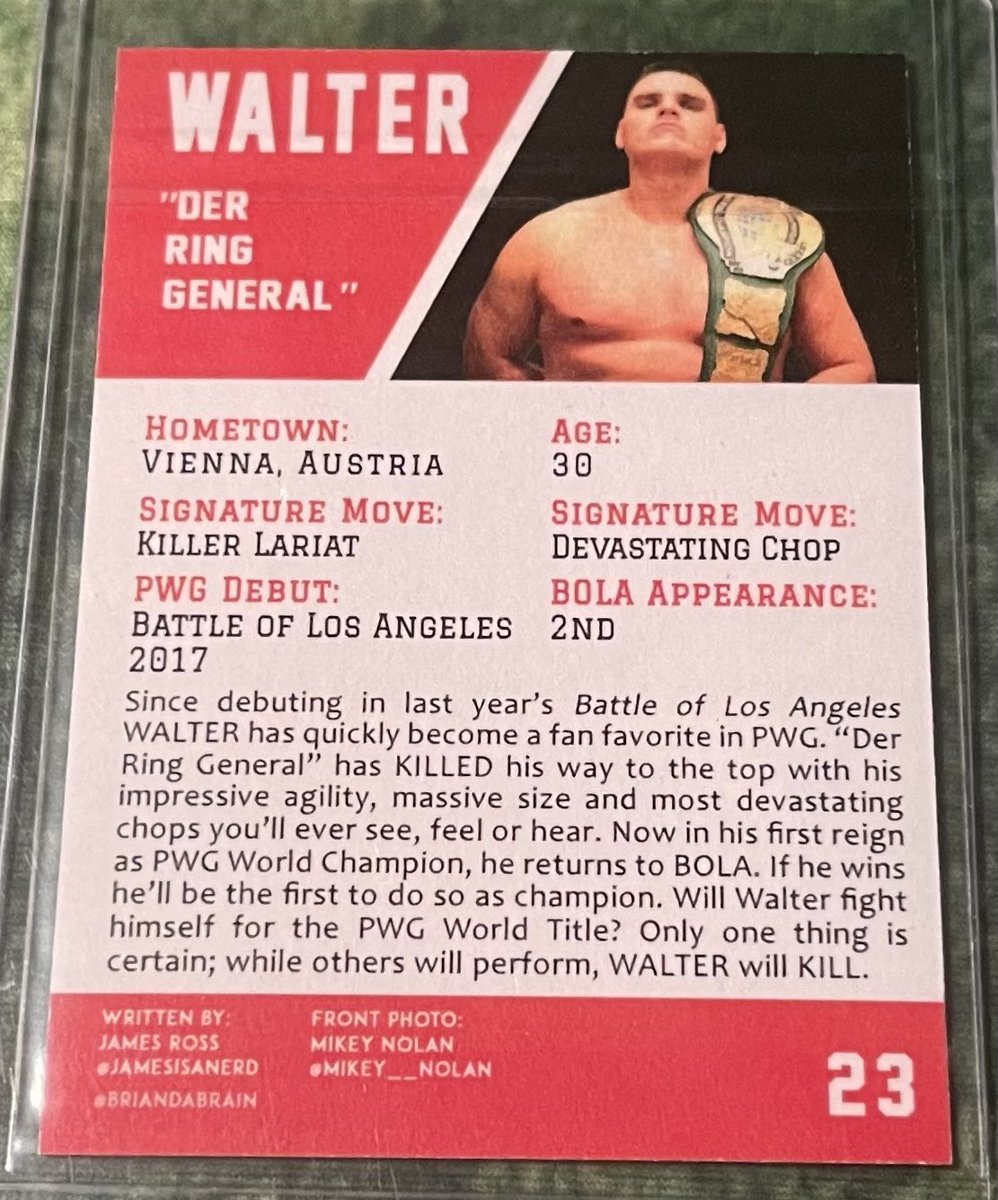 CardboardPicker's tweet image. Love me some “#DerRingGeneral”

2018 #PWG #Bola Walter Rookie signed.

#wrestlingcards #ICchamp