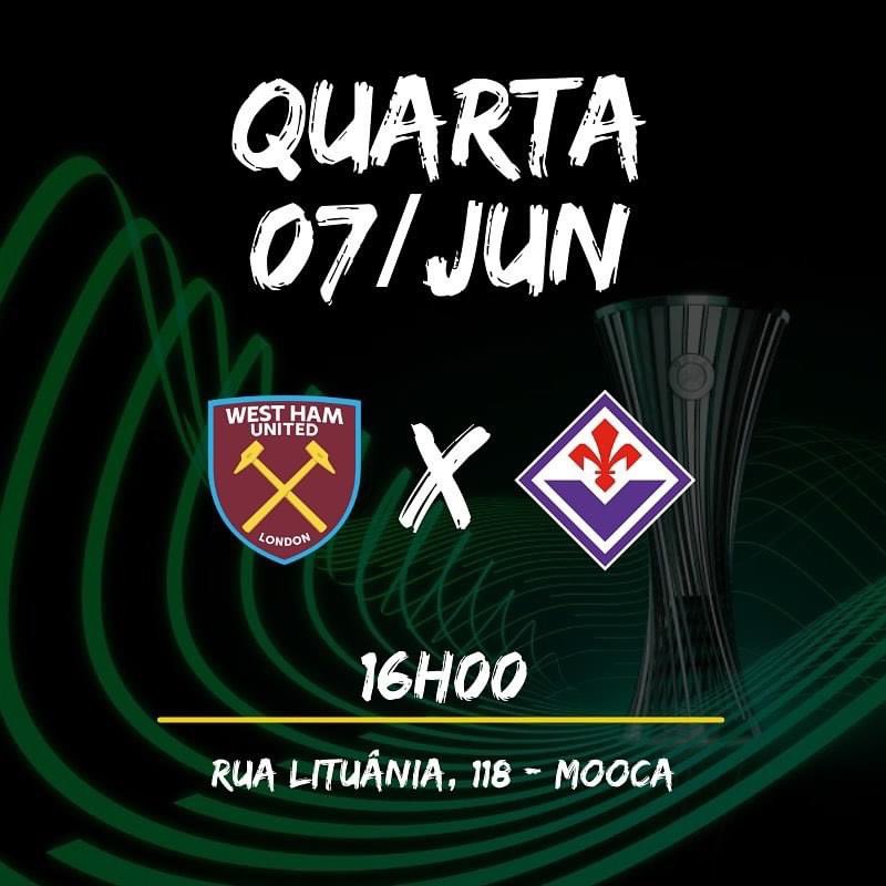 hammers_br's tweet photo. Venha assistir a final da Conference League com a gente no Reduto Mooca!

O jogo começa as 16:00, mas à partir das 15:30 já estaremos por lá esquentando os motores! 

Rua Lituânia, 118 - Mooca, SP https://t.co/lr1XuOoOHZ