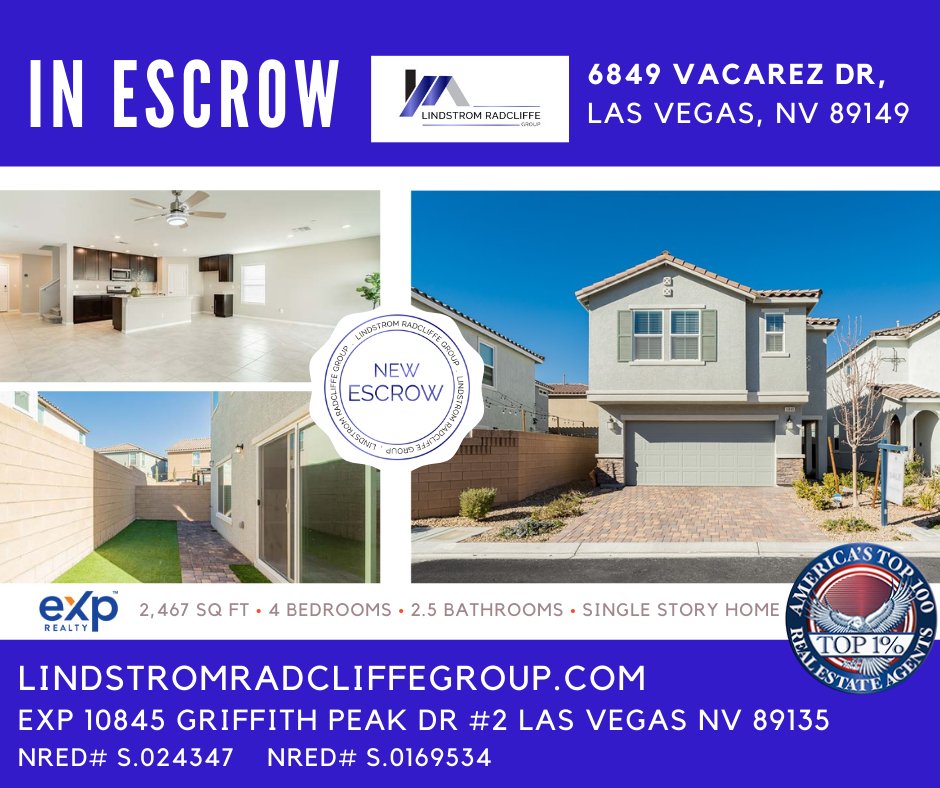 Thrilled to announce your offer was accepted and we are #InEscrow on this immaculate home at 6849 Vacarez Dr, Las Vegas!
Thank you for the opportunity to help you reach your real estate goals
#newescrow #LindstromRadcliffeGroup #lasvegasrealestate #lasvegasrealtor #exprealty