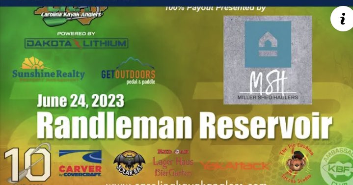 CarolinaYakAngl's tweet photo. Miller Shed Haulers has stepped up and added a $100 bonus for 2nd Place #BigBass! Excited to see what Randleman will produce this year after we gave it a year off in 2022! thanks to Robert Miller for supporting #CKA10 in 2023! https://t.co/ajmS7krEwn