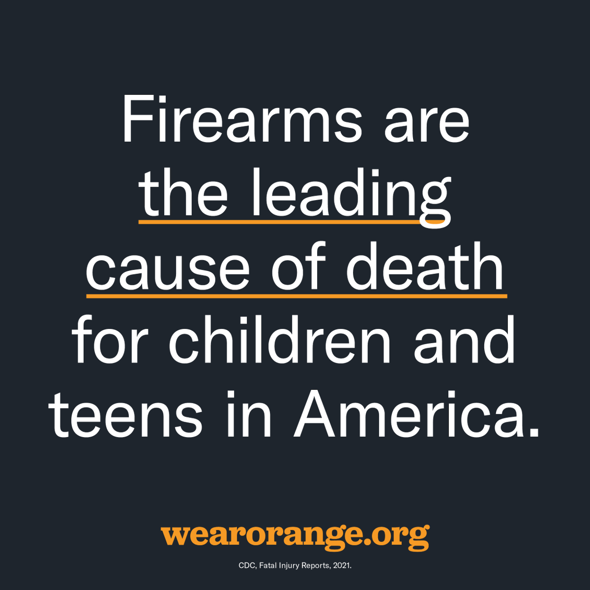 We all should be outraged and ashamed our children are dying in this senseless and preventable way.

This weekend, we #WearOrange for young people whose futures have been stolen by gun violence.