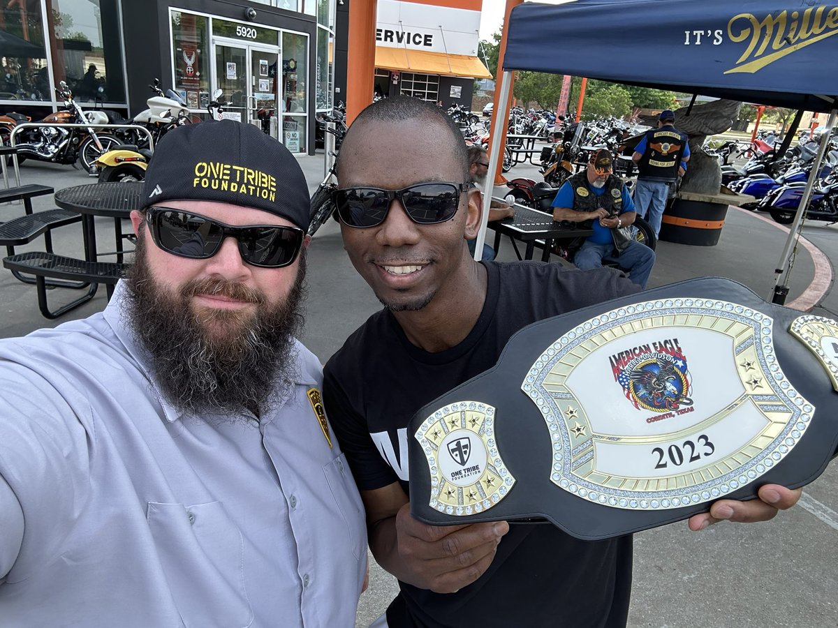 Great day at the 4th Annual Strongman Competition at American Eagle Harley-Davidson! Way to go, @thejoshuarichey ! 💪🏽 #OneTr1be #Strongman #Winner