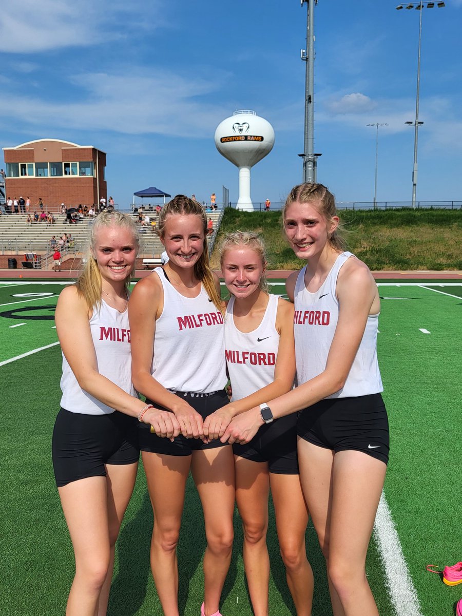 Girls 4x400 places 4th the <a href="/MHSAA/">MHSAA</a>  D1 State Championships. The team of Michelin, Verkerke, Wolcott &amp; Remtema earn their 2nd 🥉 of the Day! #PowerOfTheBaton #4x4 #MilfordPride
