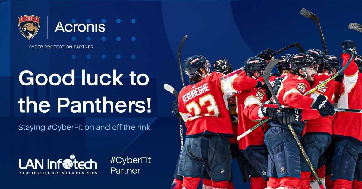 ***Tonight at 8pm*** 🏒 Good luck to our @Acronis #TeamUp partner @floridapanthersprin the #stanleycup #finals! We know the team is #cyberfit and ready for the face-off with the best support from @LANINFOTECH! @glenbenjamin #letsgocats #letsgopanthers #timetohunt #laninfotech