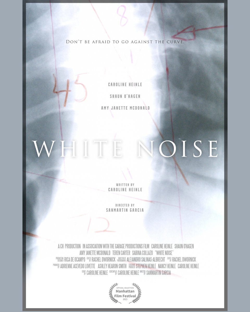Caroline Heinle (@carolineheinle) on Twitter photo Excited to share, that WHITE NOISE has been accepted into <a href="/ManhattanFF/">ManhattanFilmFestival</a> 🎉 See screening date, time and ticket info below
Sunday, June 18th at 9pm
Cinema Village - 22 E. 12th St. New York, NY
Tickets: l8r.it/mHRZ
#ManhattanFilmFestival #MFF2023 #ScoliosisAwareness Excited to share, that WHITE NOISE has been accepted into <a href="/ManhattanFF/">ManhattanFilmFestival</a> 🎉 See screening date, time and ticket info below
Sunday, June 18th at 9pm
Cinema Village - 22 E. 12th St. New York, NY
Tickets: l8r.it/mHRZ
#ManhattanFilmFestival #MFF2023 #ScoliosisAwareness