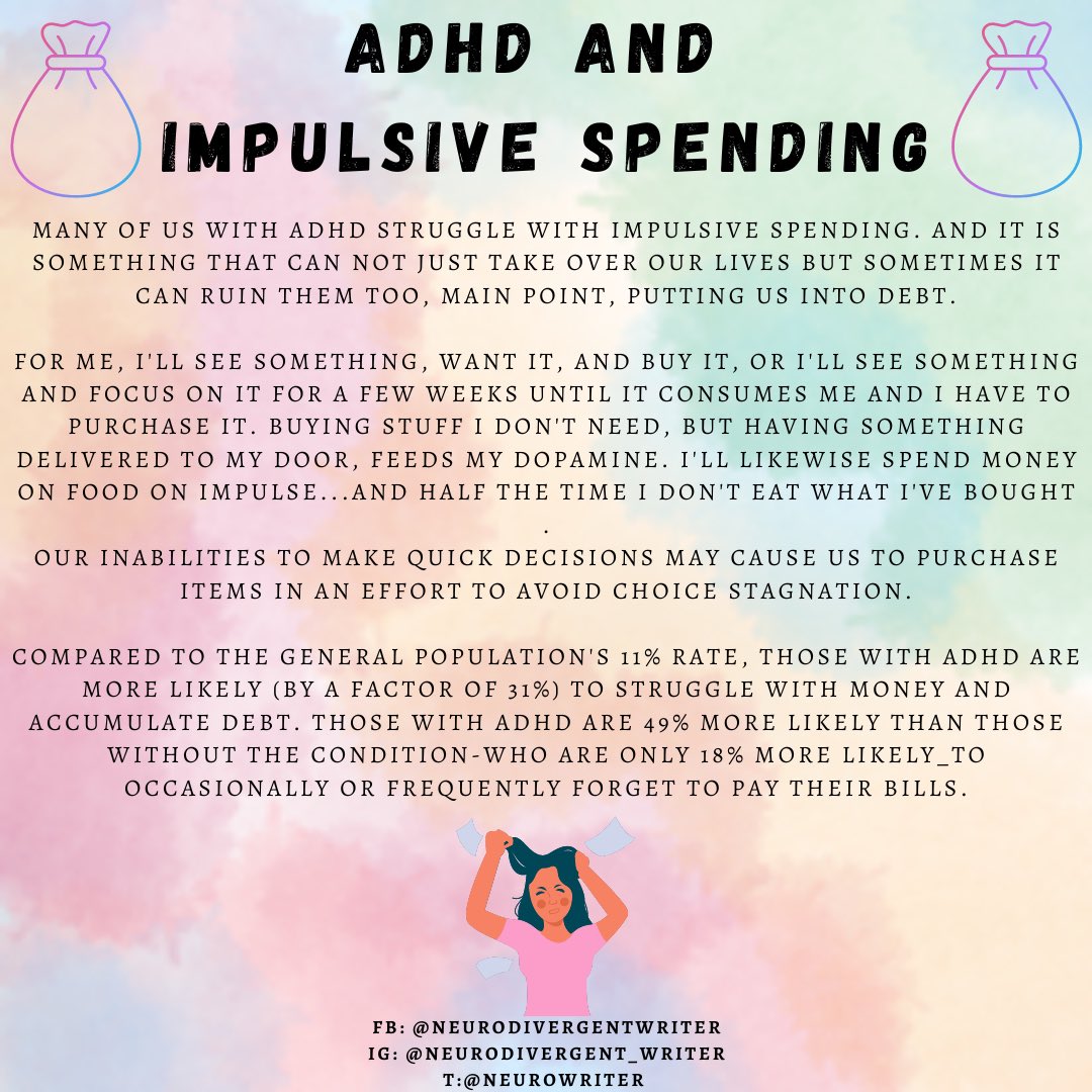 ADHD and Impulsive spending, is this something that you struggle with? Let me know what helps you? 

#adhd #adhdawareness #adhdwomen #adhdproblems #adhdlife #adhdsupport #adhdimpulsitivity #adhdimpulsivespending  #adhdadult