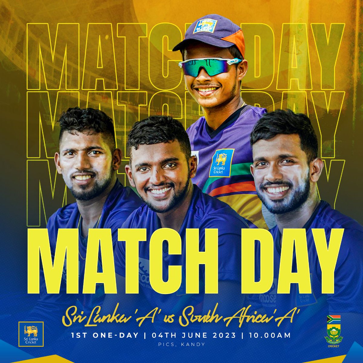 It's match day in Pallekele too! 🏏 Sri Lanka 'A' takes on South Africa 'A' in the 1st One day game at PICS, Kandy. ⏰ The game starts at 10 AM. 🙌

#SLvSA #SLATeam