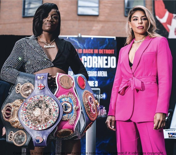 It's #FightDay for @Claressashields and @maricelaladiva as they battle for #AllTheBelts at 6pm Cali time on DAZN. Don't miss out on the action! #Myartmyrules #Women'sboxing