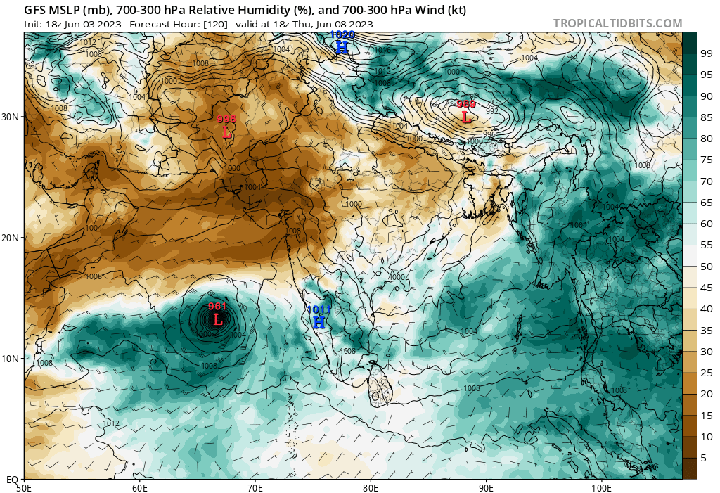 LimWeather's tweet photo. For interests watching #ArabianSea for #Cyclone development, here's why I think we could see a C4 or even a C5 #SuperCyclone there:
Up to 33C SSTs, high OHC, high RH, low shear, good outflow due to subtropical jet interaction
#Tropicswx #wxtwitter #Biparjoy #Invest92A #92A #ARB03 https://t.co/GMDaMPTJbo