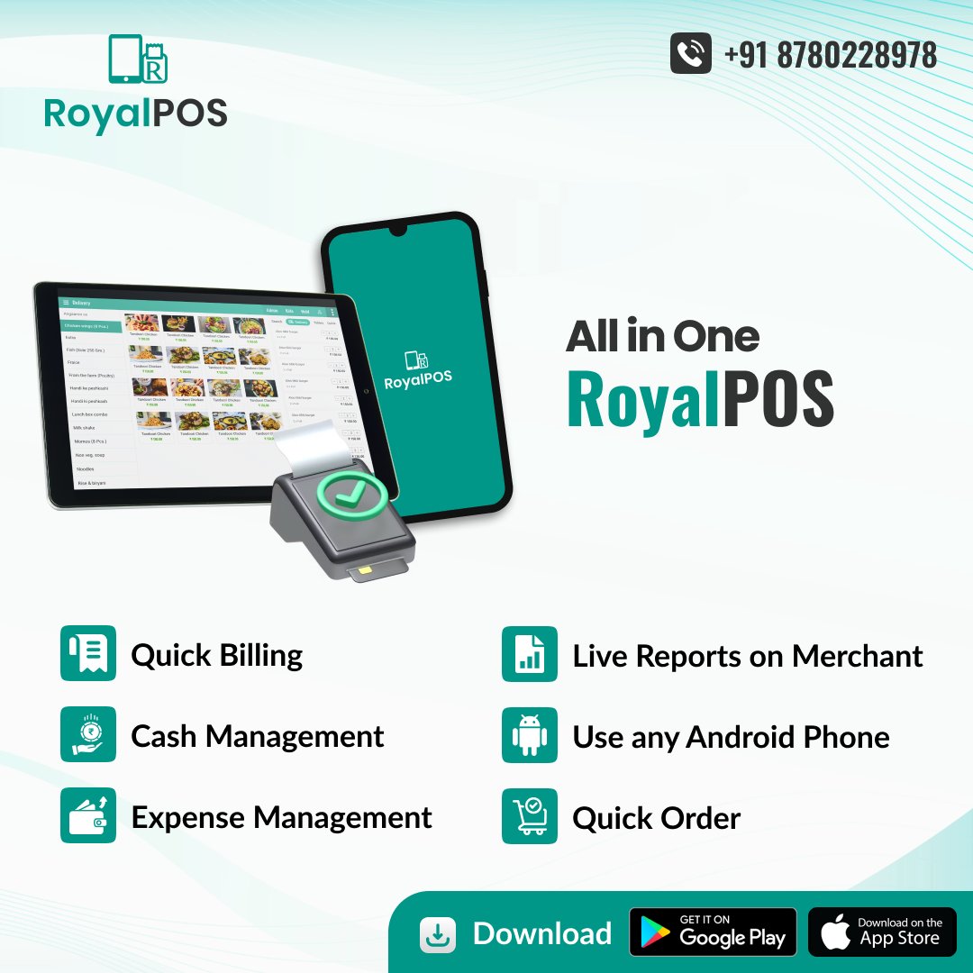 PosRoyal's tweet photo. 10x Faster billing with accurate inventory, reports on your dashboard. 

Download app from Play Store... Android : https://t.co/fAhgFOUV6T

#restaurant #pos #pointofsalessystem #androidpos #mpos 
@utpal2323 https://t.co/6ZnMZ1EZwV