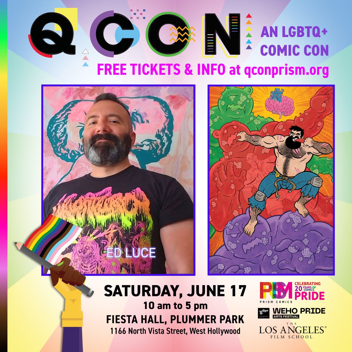 Ed Luce, creator of @Wuvable_Oaf, will be at #QCon2023! Meet him and other #LGBTQcomics creators June 17 at #PlummerPark in @WestHollywood! #FreeAdmission! #indiecomics #comicconvention