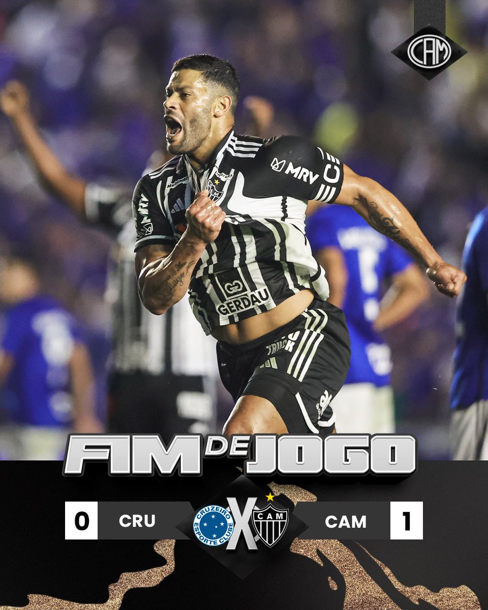 Atletico's tweet photo. 💪🏾⚫⚪ FIM DE JOGO! O GALO VENCE O CLÁSSICO EM UBERLÂNDIA, 1 A 0, SOMA MAIS TRÊS PONTOS NO @BRASILEIRAO E FAZ A FESTA DA MASSA!

⚽ @HulkPBoficial marcou para o Alvinegro

#VamoGalo #CRUxCAM 🏴🏳️ https://t.co/Sdl4XbWocm