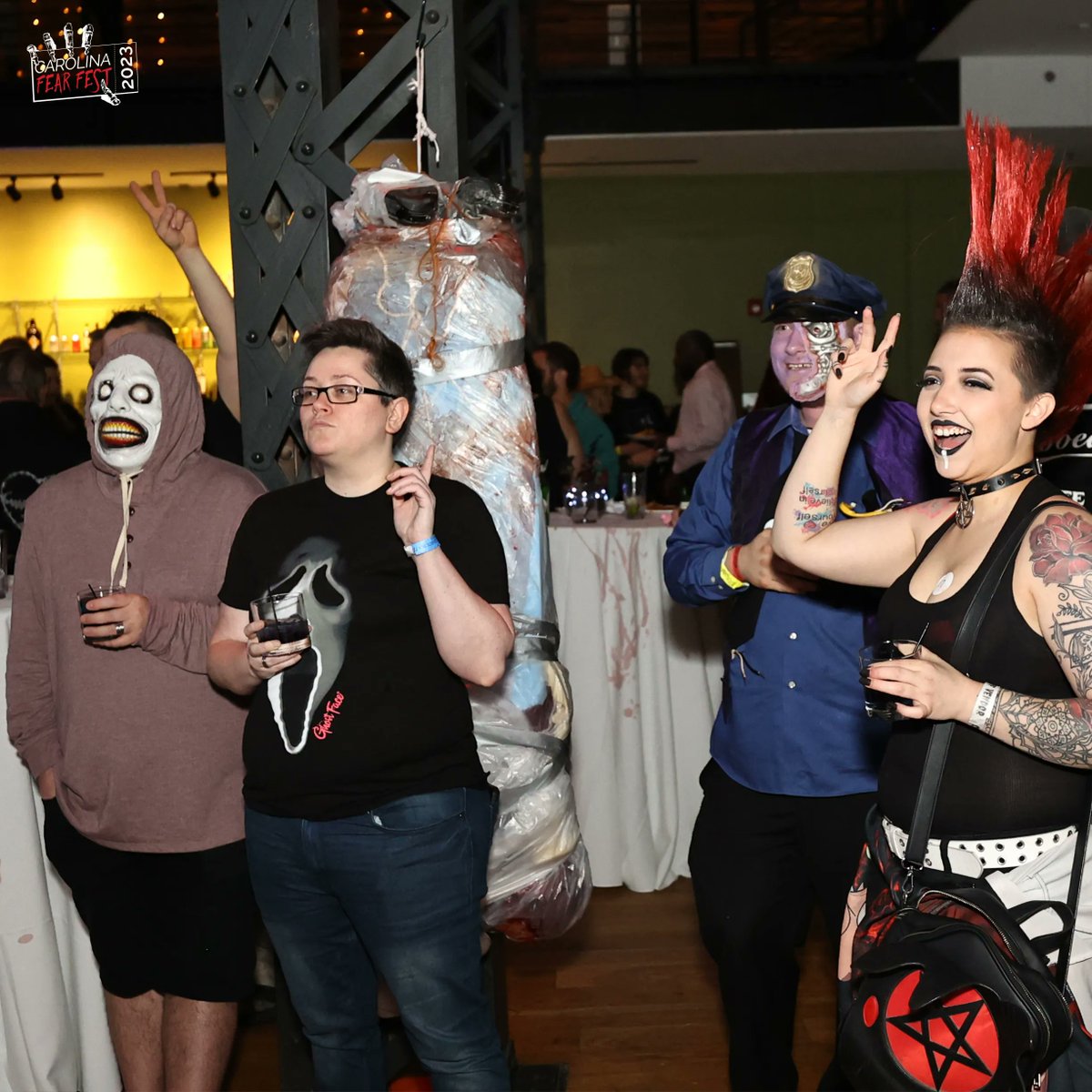 carolinafearfes's tweet photo. One important thing we learned last weekend is that CFF Demons throw one HELL of party! Shoutout to Emily, the venue contact who went all out! What was your favorite game at the Cadavers & Cocktails party? #til #cffparty #hellofaparty #raleigh #freakshow https://t.co/9khT7PZsnL