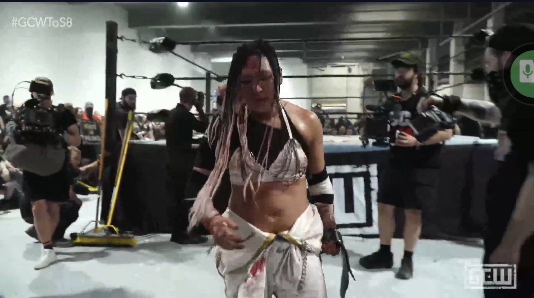 The_PWW's tweet photo. Moving onto the finals to face @TheDukeJWM is @wryyyyna66 . That match was incredible and that finish was perfect. Rina take this the whole way and get that W!❌🩸
-Tommy🩸
#GCWToS8 #GCW #wrestling #TOS8 #WrestlingCommunity #Deathmatch https://t.co/j9TqfsYx2U